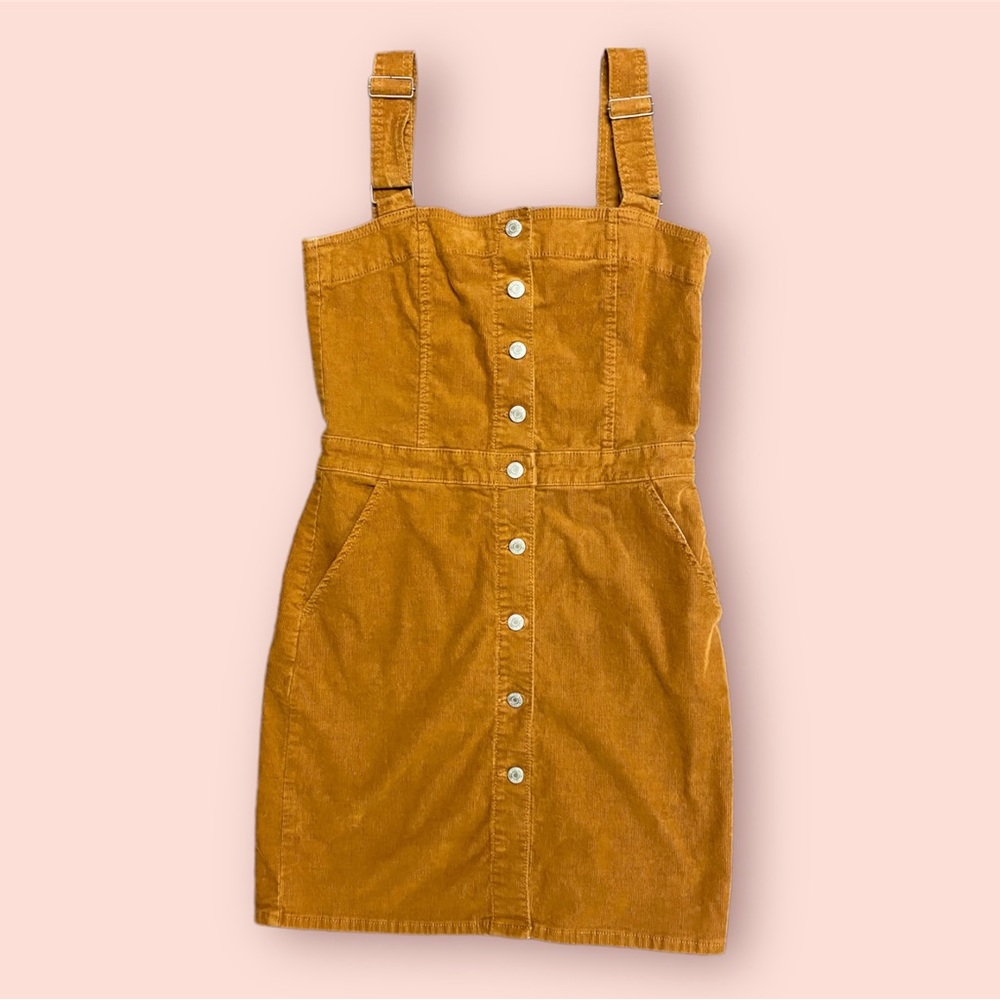 Women’s Burnt Orange Corduroy Button Front Gap Dress